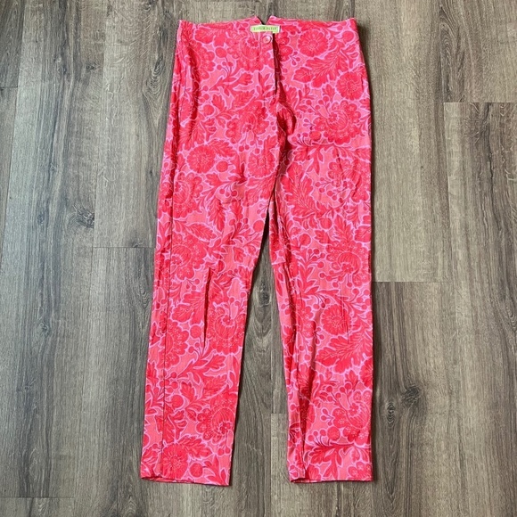 NWOT Sigrid Olsen “Signature” Pink Red Floral Linen Pants Sz 6 - Picture 2 of 11